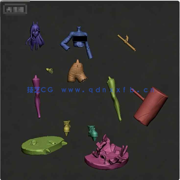 [独立角色] 帕瓦大锤造型《电锯人》动漫角色雕塑3D打印模型(图6)