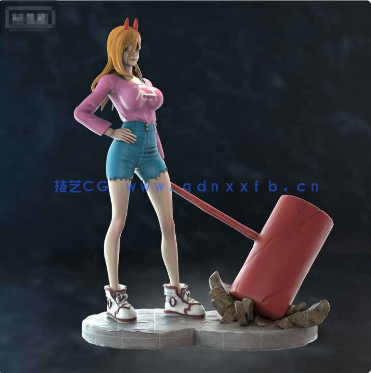 [独立角色] 帕瓦大锤造型《电锯人》动漫角色雕塑3D打印模型(图4)