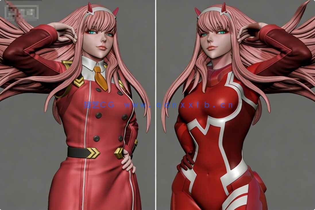 [独立角色] DARLING in the FRANXX动漫角色02ZeroTwo雕塑3D打印模型(图1)