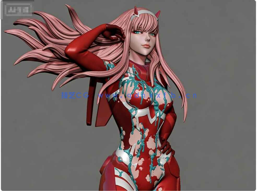 [独立角色] DARLING in the FRANXX动漫角色02ZeroTwo雕塑3D打印模型(图2)
