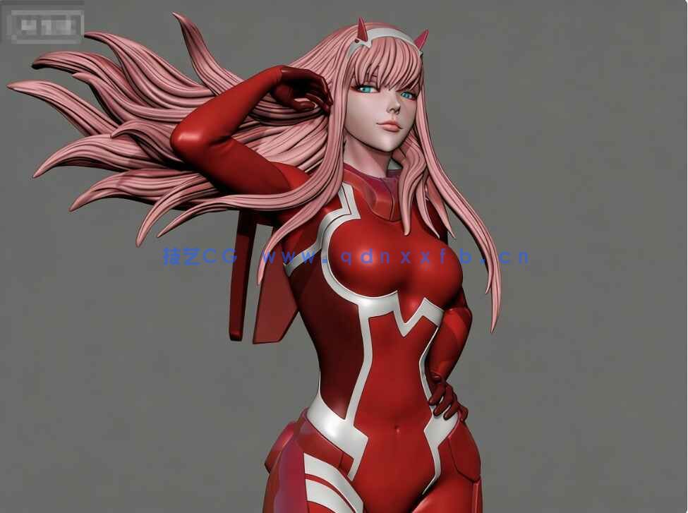 [独立角色] DARLING in the FRANXX动漫角色02ZeroTwo雕塑3D打印模型(图4)