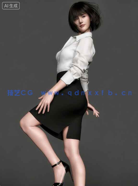 [独立角色] 亚洲短发女孩高清角色3D模型合集(图4)