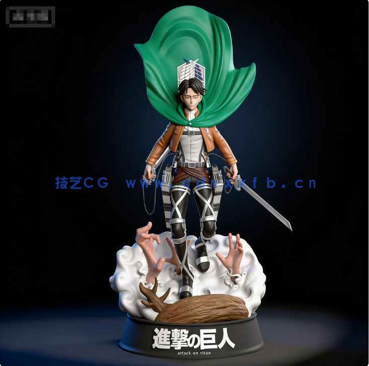 [独立角色] 利威尔阿克曼飞天斗篷《进击的巨人》动漫角色雕塑3D打印模型(图1)