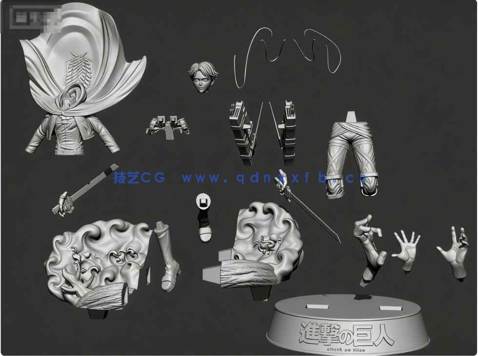 [独立角色] 利威尔阿克曼飞天斗篷《进击的巨人》动漫角色雕塑3D打印模型(图9)