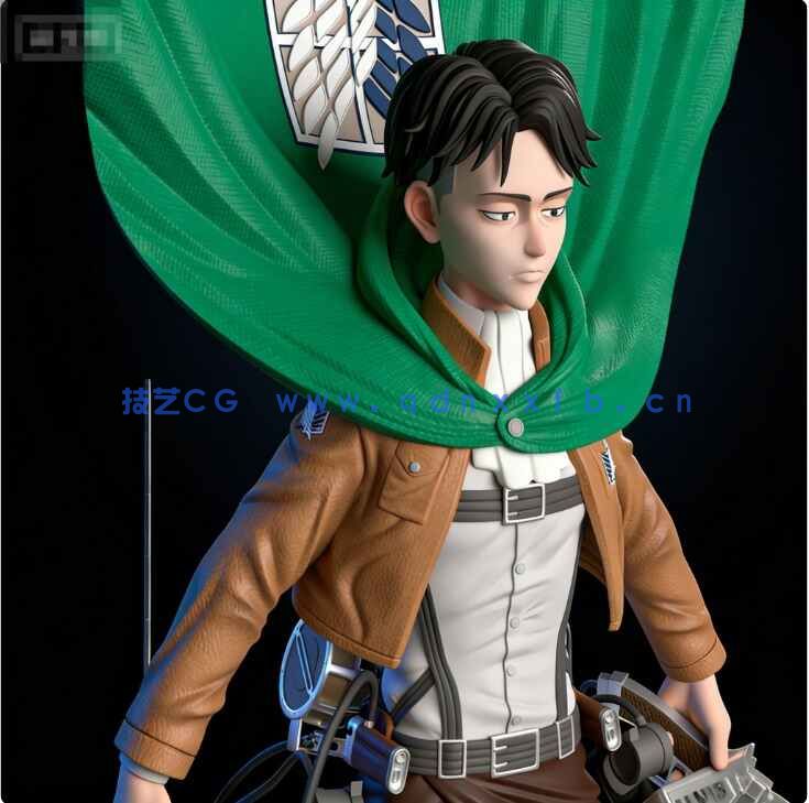 [独立角色] 利威尔阿克曼飞天斗篷《进击的巨人》动漫角色雕塑3D打印模型(图7)