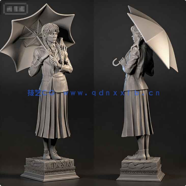 [独立角色] 亚当斯一家影视角色星期三雕塑3D打印模型(图3)