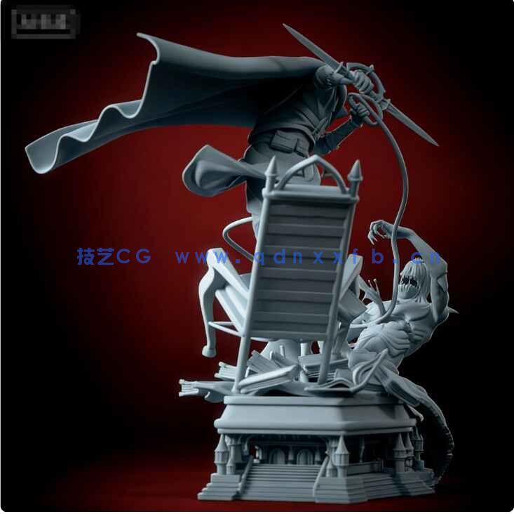 [独立角色] 贝尔蒙特战斗姿势恶魔城游戏角色雕塑3D打印模型(图2)