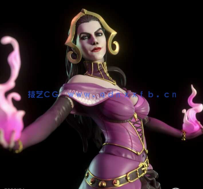 [独立角色] 万智牌游戏角色莉莲娜维斯雕塑3D打印模型(图3)