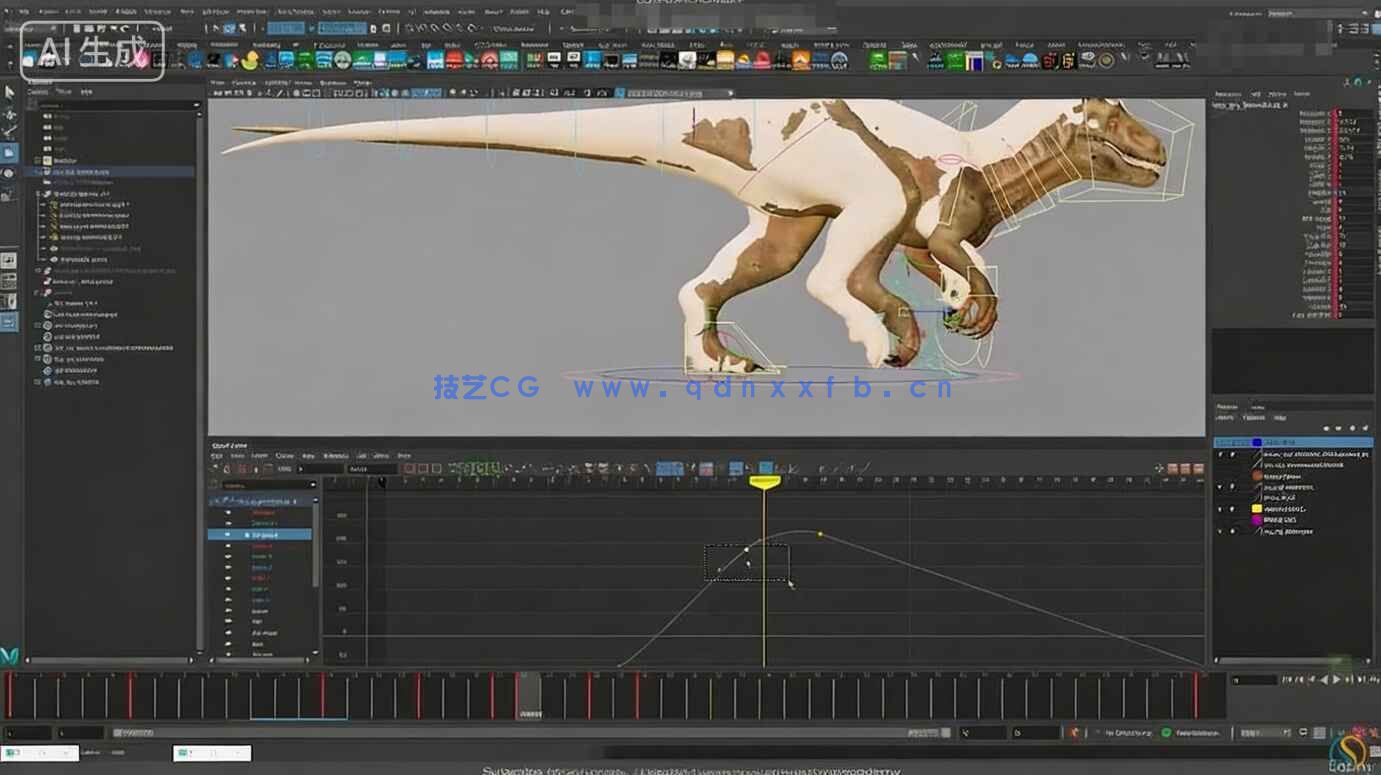【中文字幕】Maya恐龙大型掠食型动物动画实例制作视频教程(图3)