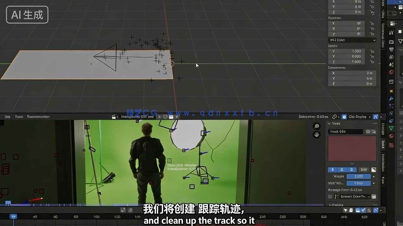 【中文字幕】Blender与AE绿幕实拍素材无缝融合3D场景技术视频教程(图4)