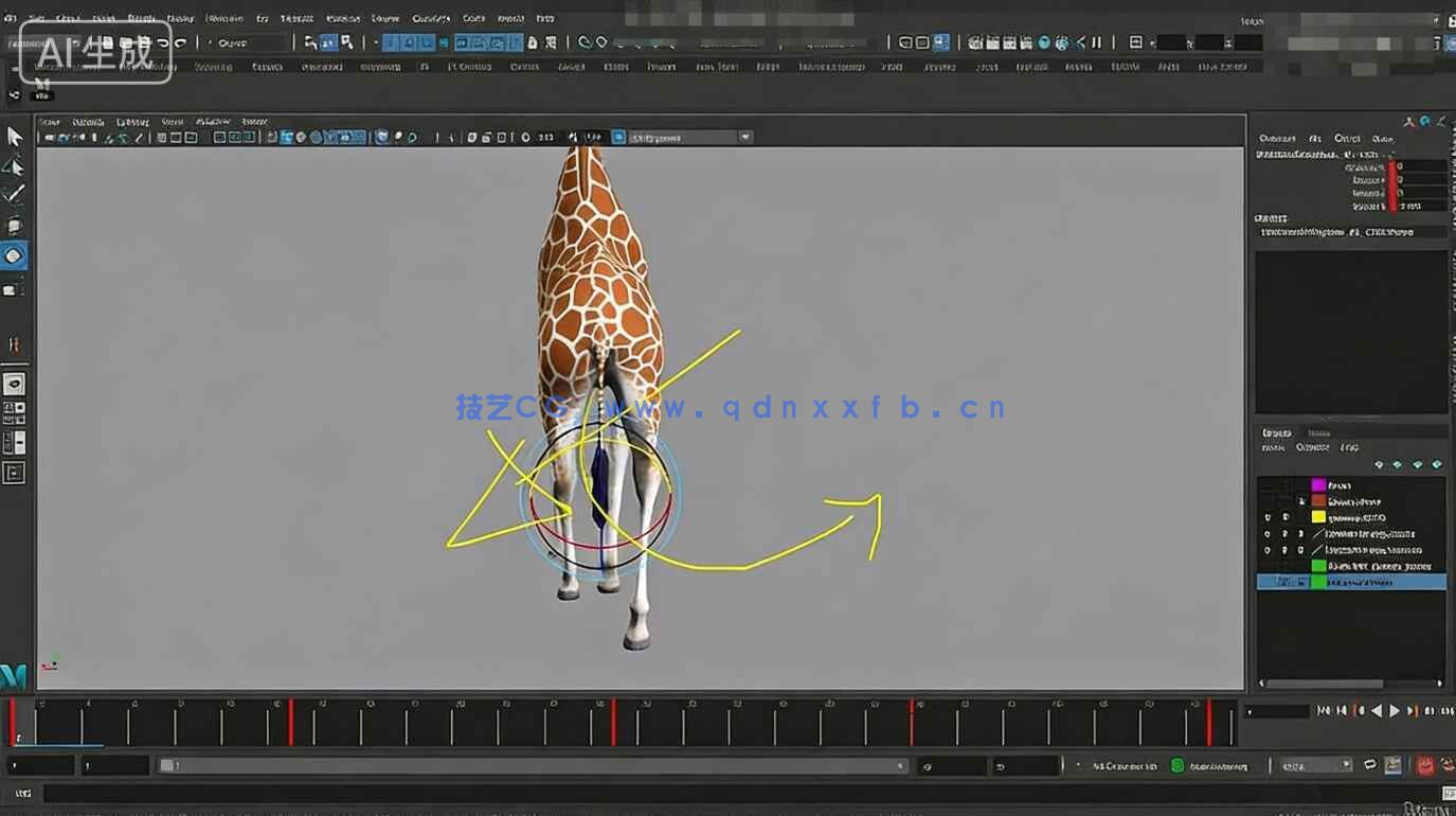 【中文字幕】Maya长颈鹿行走循环动画实例制作视频教程(图5)
