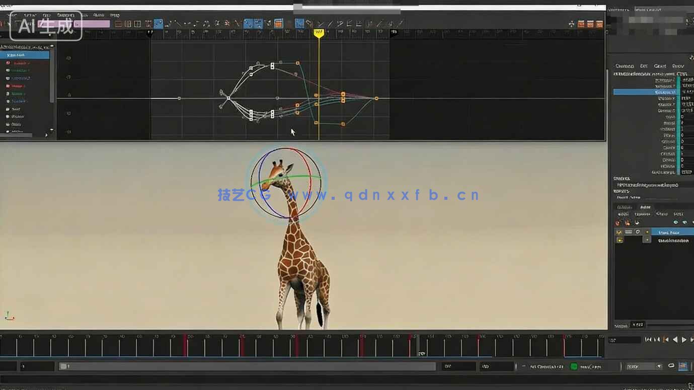 【中文字幕】Maya长颈鹿行走循环动画实例制作视频教程(图3)