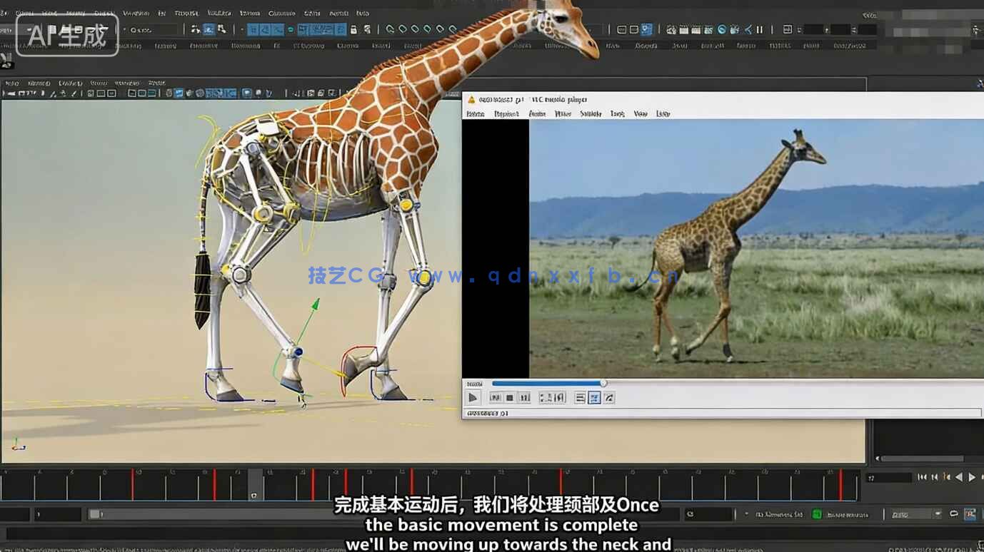 【中文字幕】Maya长颈鹿行走循环动画实例制作视频教程(图7)