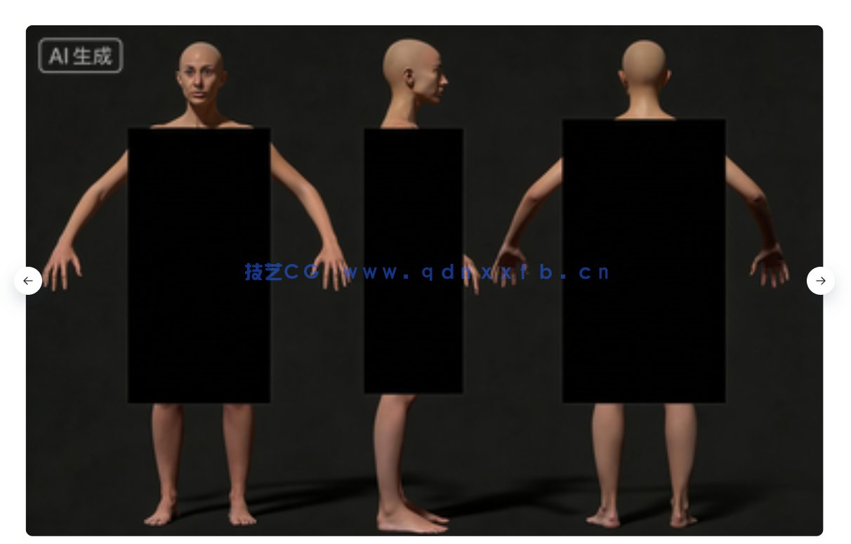 女性人体3D扫描建模雕刻高精度3D模型02(图2)