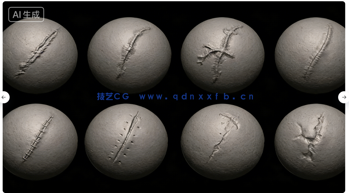 30款恐怖伤口疤痕细节雕刻VDM笔刷ZBrush与lender套件(图4)