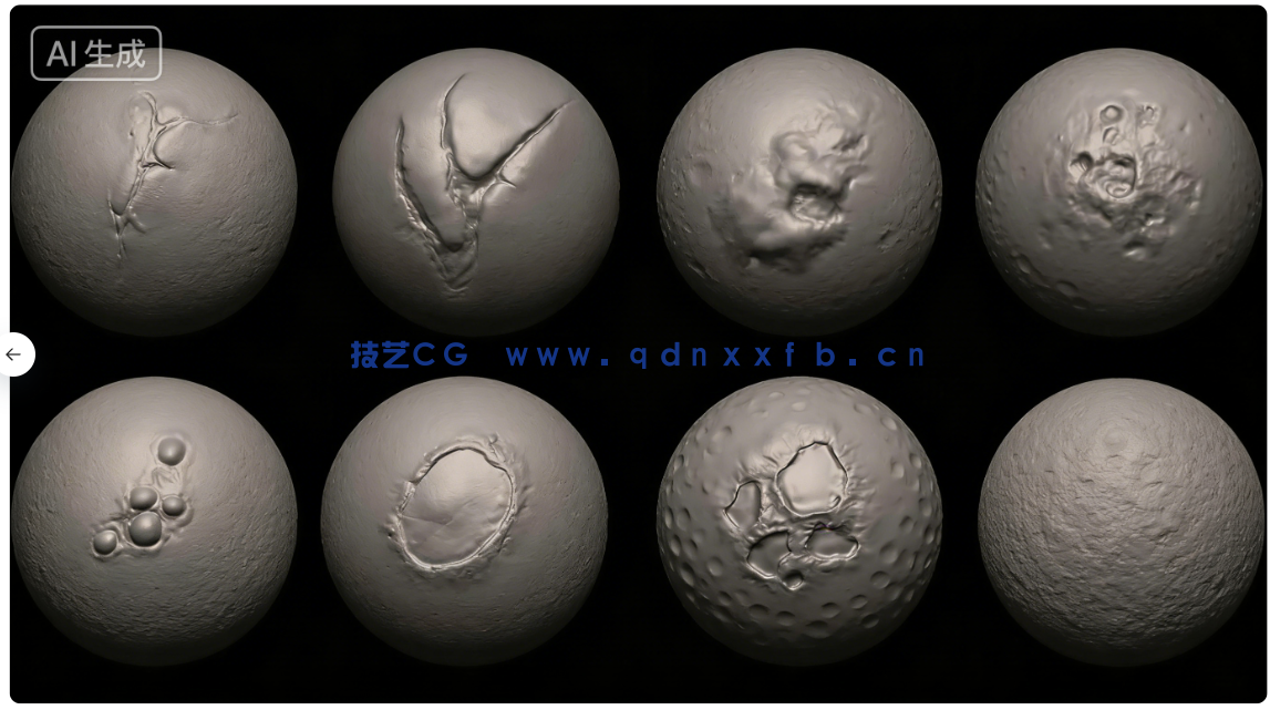 30款恐怖伤口疤痕细节雕刻VDM笔刷ZBrush与lender套件(图5)