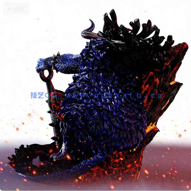 凯多Kaido坐姿《海贼王》动漫角色雕刻手办3D打印模型(图9)