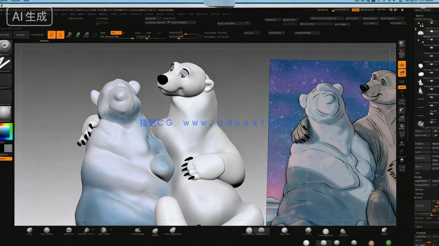【中文字幕】ZBrush迪斯尼卡通熊角色雕刻大师级训练视频教程(图3)