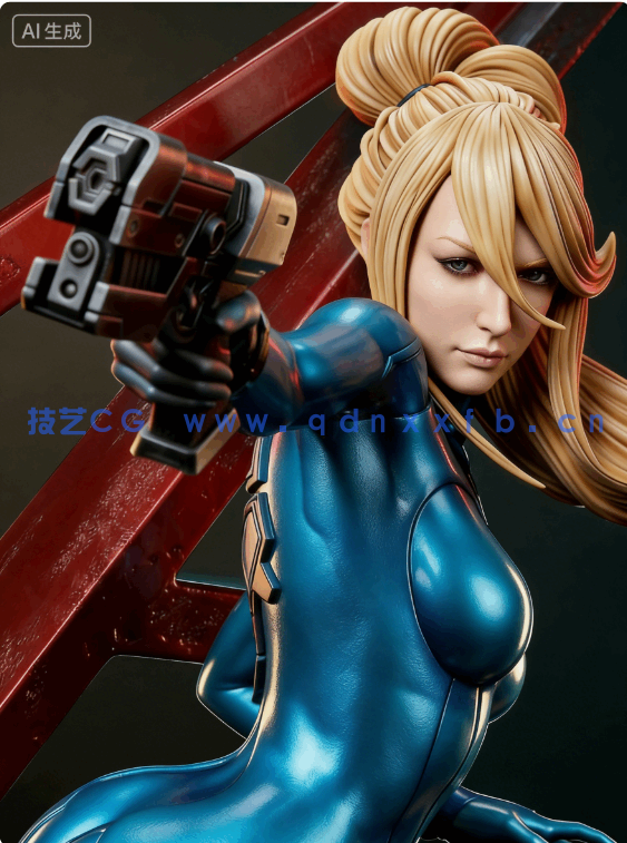 [3D打印人物] 萨姆斯·艾仁Samus Aran战斗姿势《银河战士》游戏角色雕刻手办3D打印模型(图5)