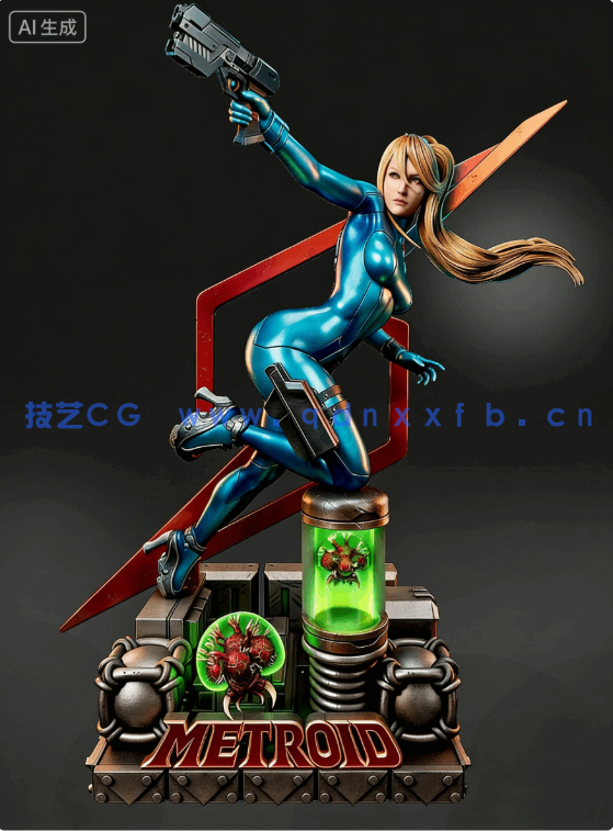 [3D打印人物] 萨姆斯·艾仁Samus Aran战斗姿势《银河战士》游戏角色雕刻手办3D打印模型(图11)