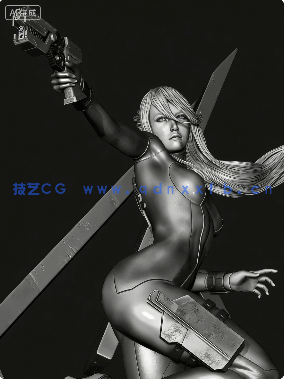 [3D打印人物] 萨姆斯·艾仁Samus Aran战斗姿势《银河战士》游戏角色雕刻手办3D打印模型(图15)