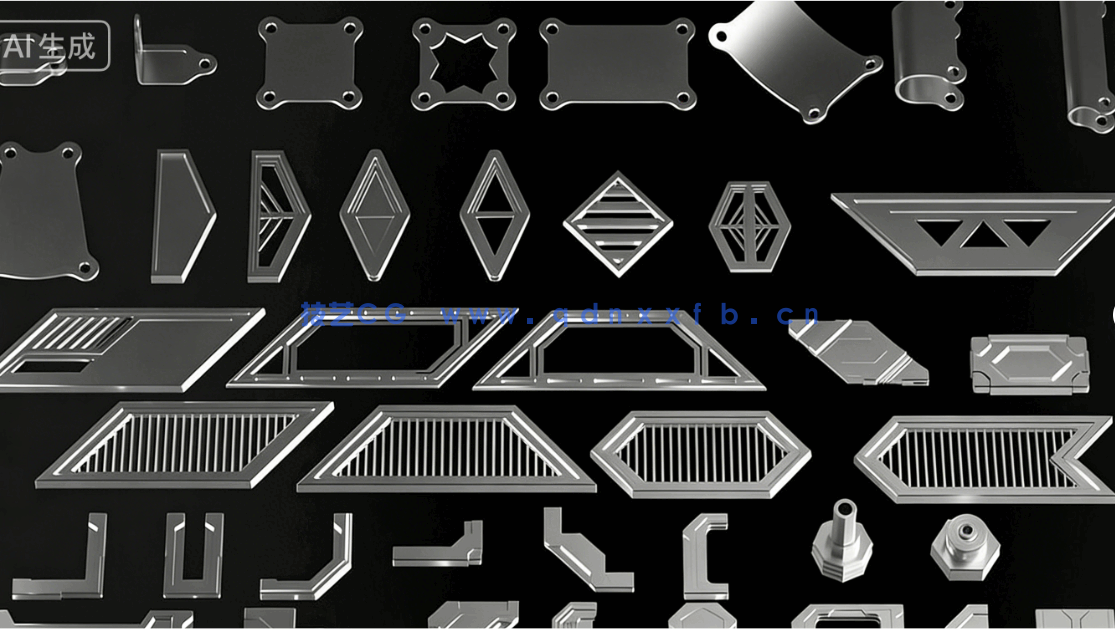 [武器道具] 200个科幻题材建模机械部件3D模型素材包(图3)
