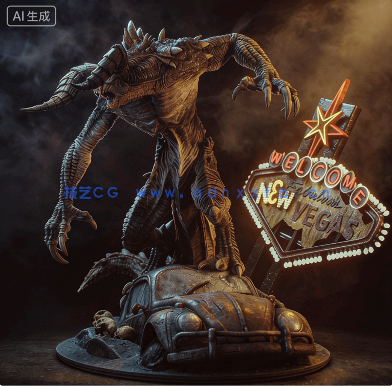 死亡爪Deathclaw《辐射》游戏角色雕刻手办3D打印模型(图3)