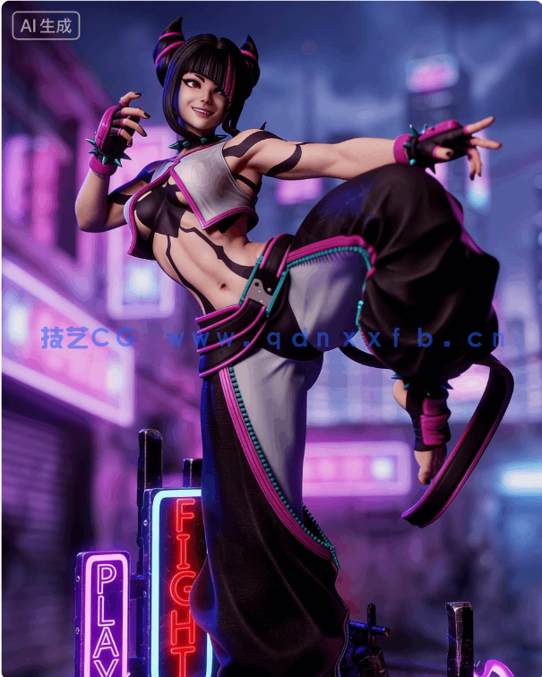 韩蛛俐Juri Han站姿《街头霸王》游戏角色雕刻手办3D打印模型(图1)