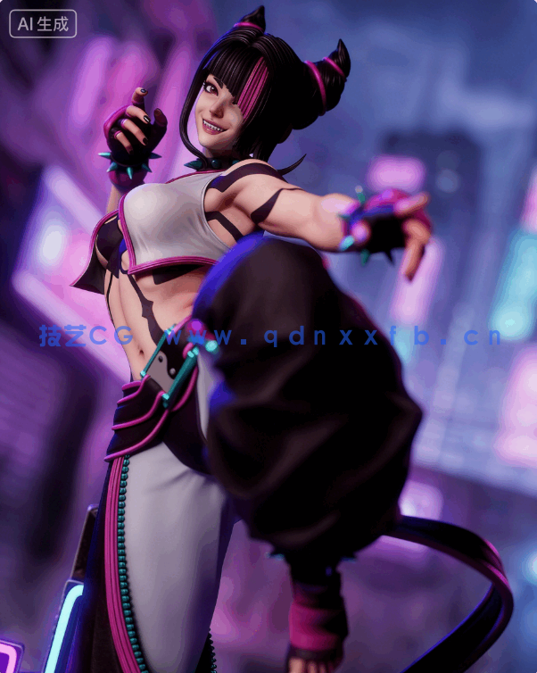 韩蛛俐Juri Han站姿《街头霸王》游戏角色雕刻手办3D打印模型(图6)