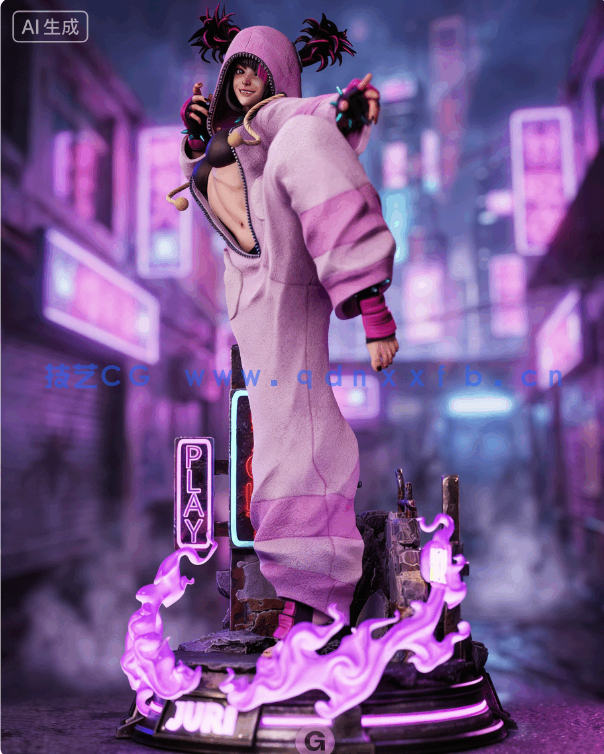 韩蛛俐Juri Han站姿《街头霸王》游戏角色雕刻手办3D打印模型(图8)