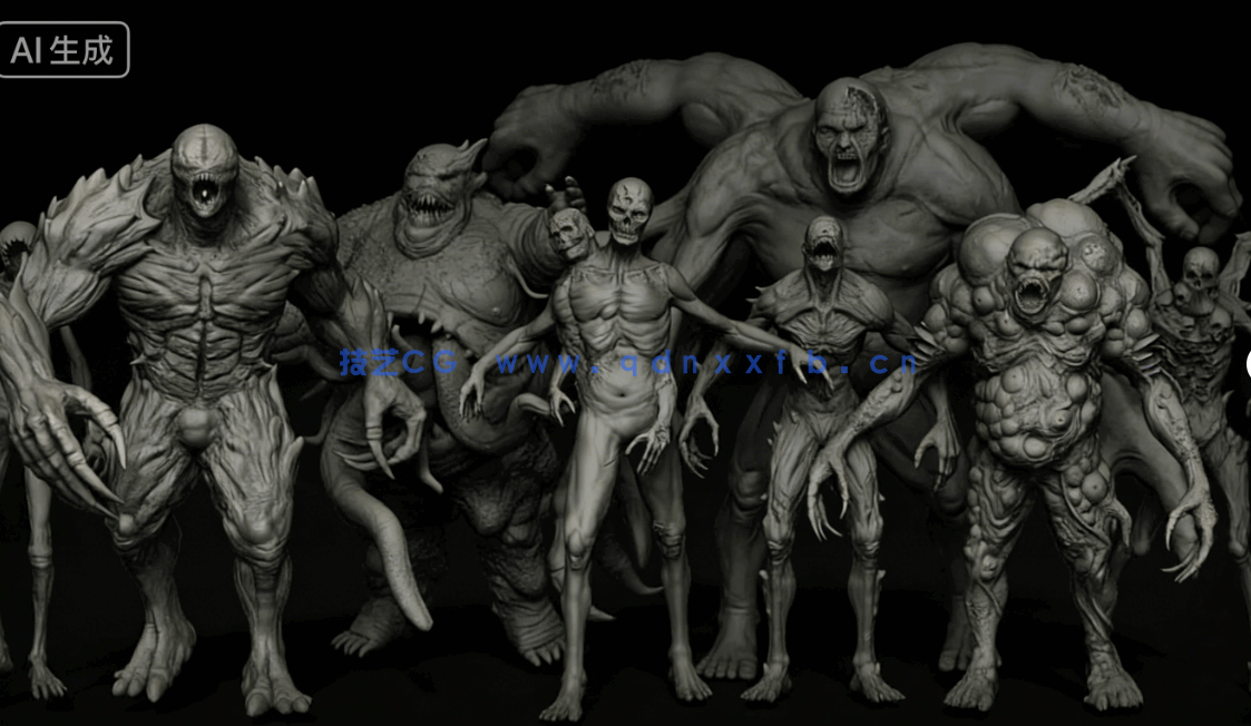 80款不死生物亡灵丧尸手工雕刻VDM笔刷ZBrush套件(图2)