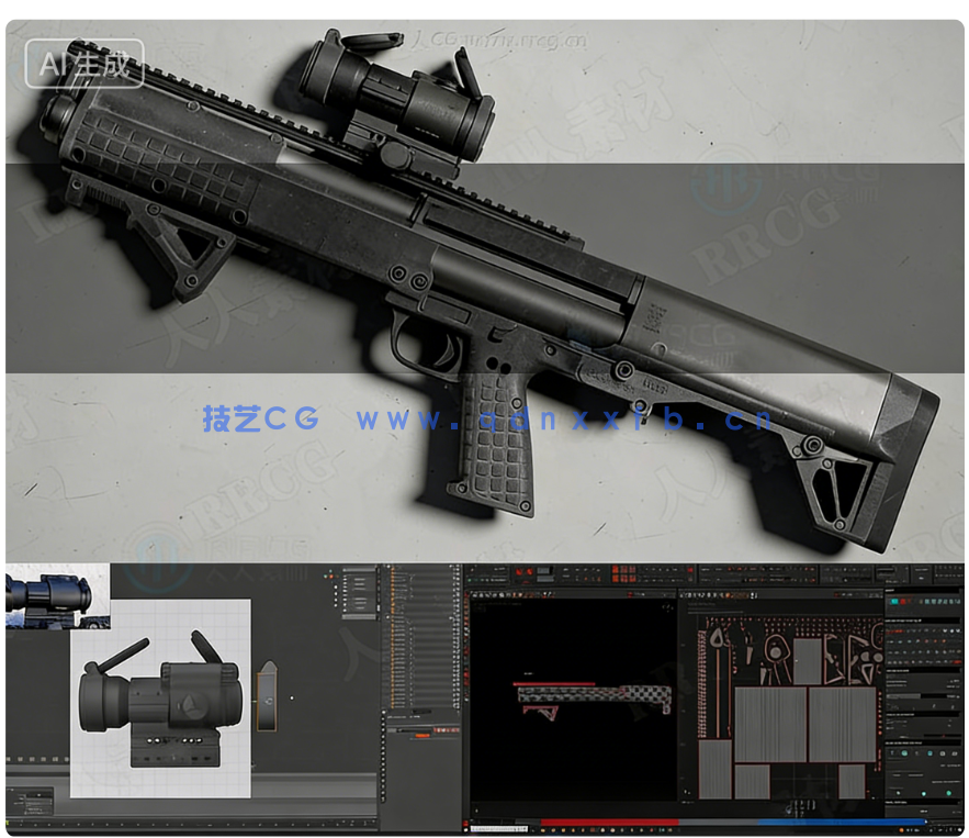 Blender超精细游戏武器模型从设计到渲染完整流程视(图19)