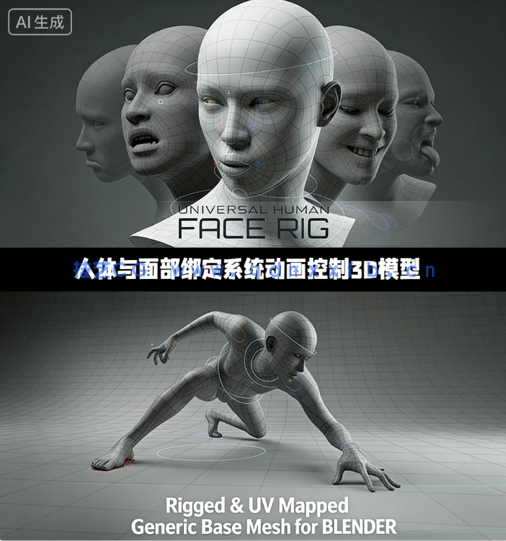 人体与面部绑定系统动画控制3D模型(图1)