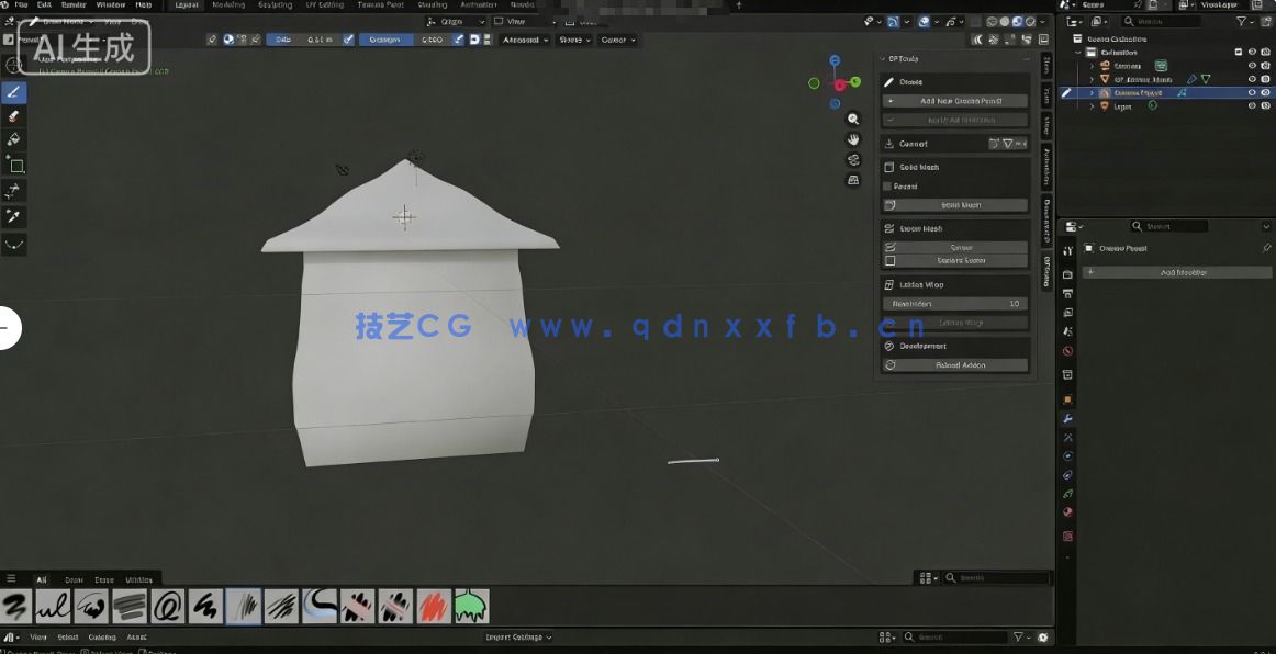 Grease Mesh 2D手绘线条转换为3D模型Blender插件V1.0.3版(图4)