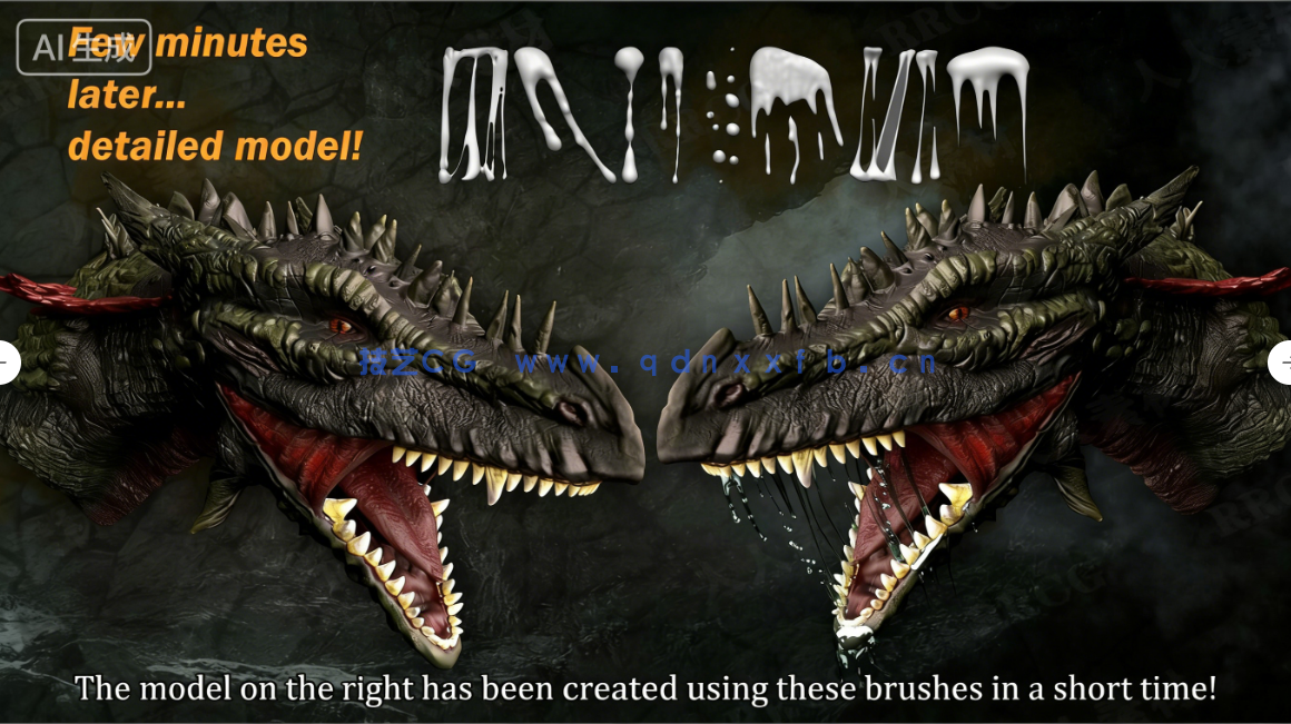 100款怪物粘液口水脓液等流体效果雕刻VDM笔刷ZBrush套件(图2)