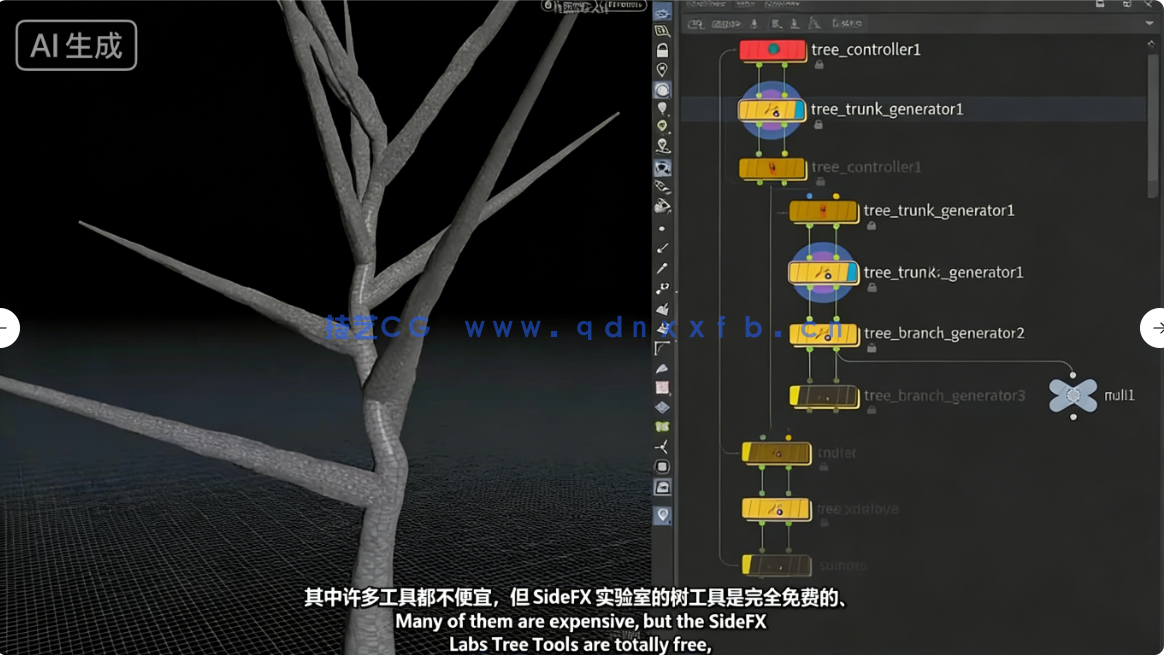 Houdini中KineFX和Labs Tree Tools插件创建程序化树(图2)