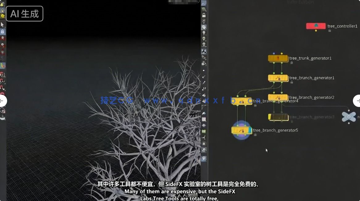 Houdini中KineFX和Labs Tree Tools插件创建程序化树(图3)