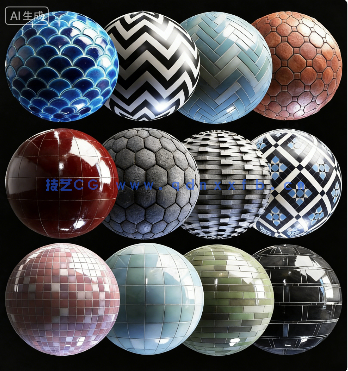 12组Blender高质量瓷砖类PBR材质素材资源包(图1)