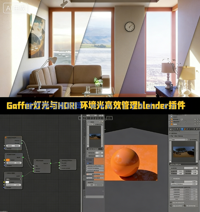  Gaffer灯光与HDRI环境光高效管理blender插件V3.2.10版(图1)