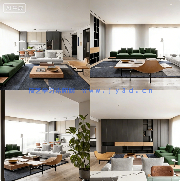 Blender现代简约公寓3D室内场景模型(图1)