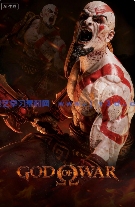 奎托斯Kratos站姿《战神》游戏角色雕刻手办3D打印模型(图1)