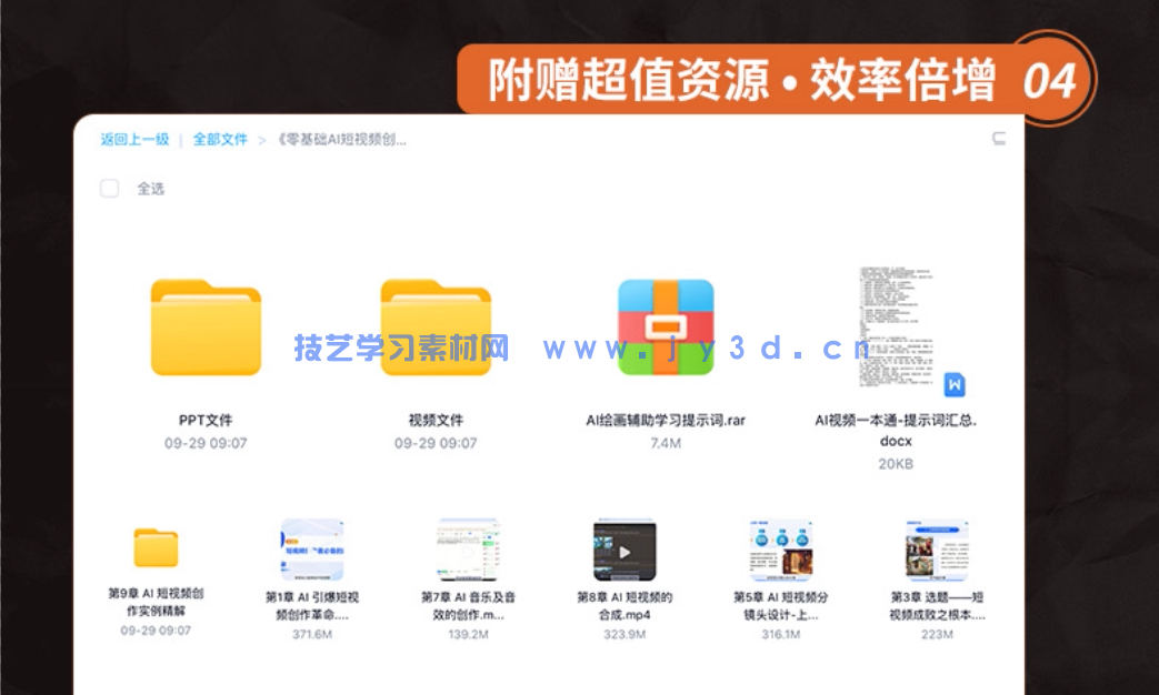 2025AI短视频零基础创作 doc提示词+PPT课件+讲解视频+配套素材(图4)