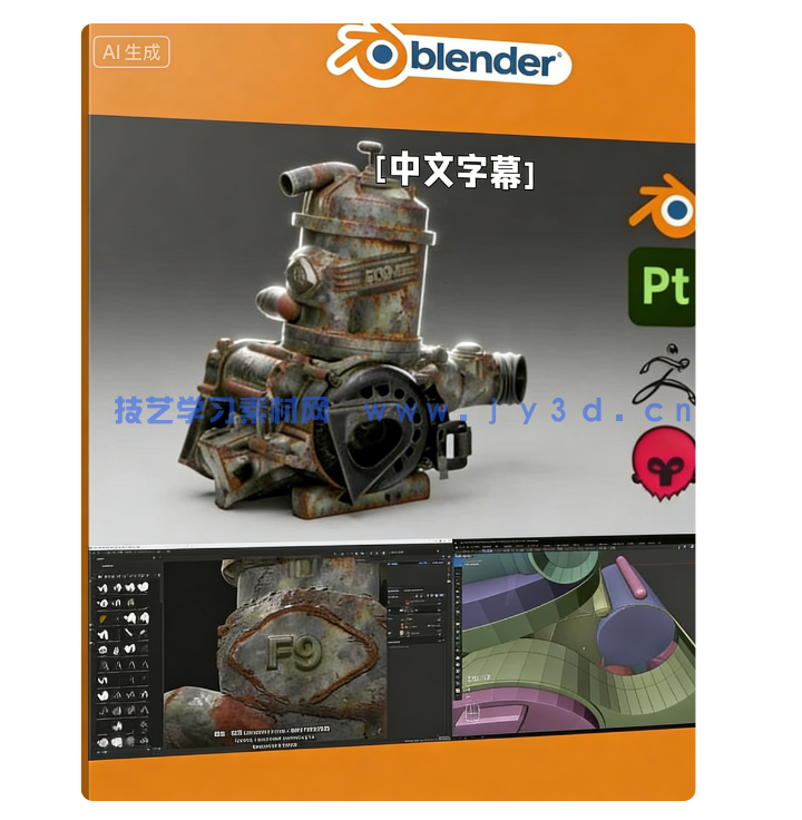 【中文字幕】Blender破旧发动机引擎制作全流程视频教程(图1)