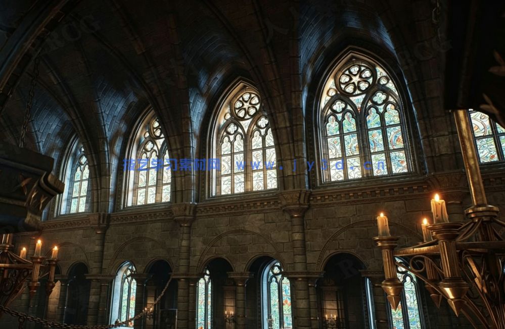 哥特式大教堂建筑内部环境场景UE游戏素材(图6)