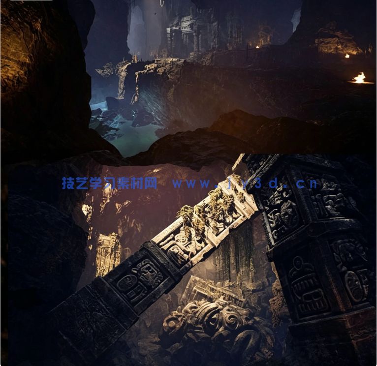 远古洞穴古代神庙玛雅废墟阿兹特克洞穴系统环境场景UE游戏素(图1)