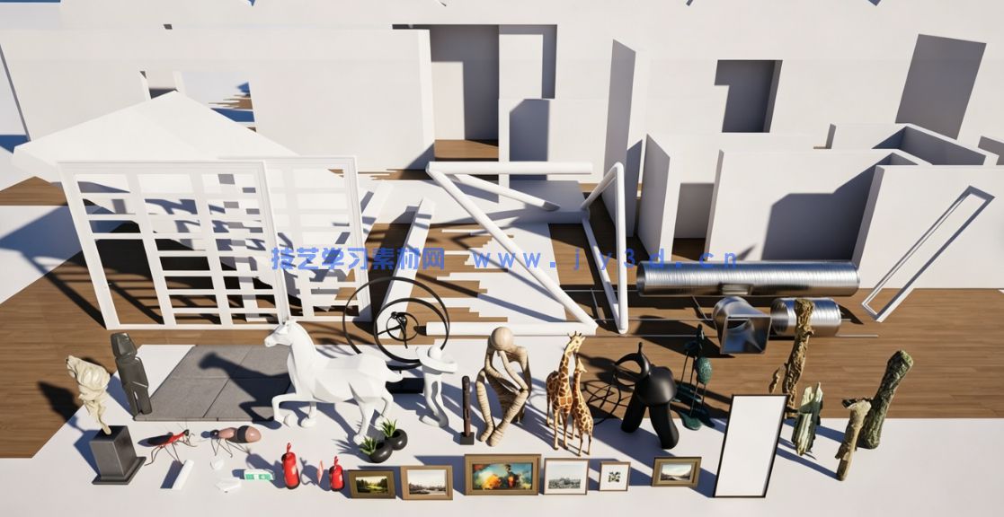 现代艺术展览空间室内可视化实时渲染场景UE游戏素材(图8)