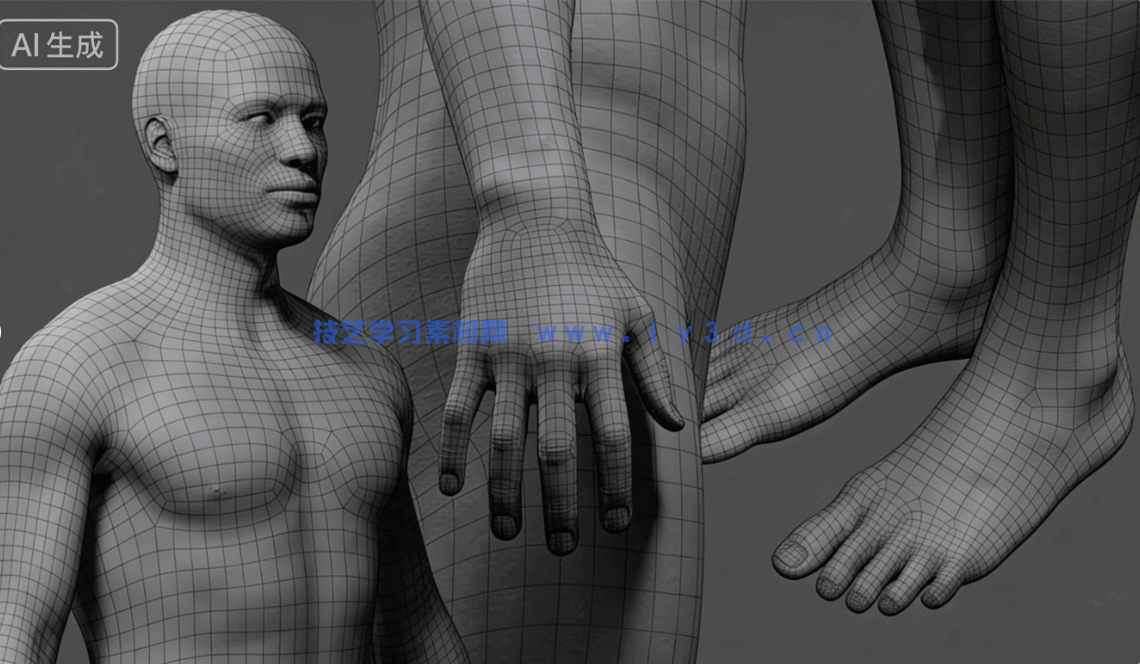 男性女性角色肌肉骨骼建模雕刻基础网格3D模型合集(图6)