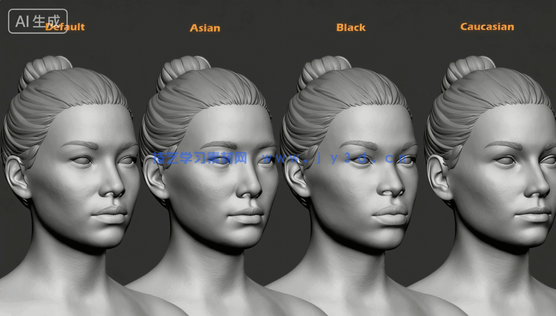 男性女性角色肌肉骨骼建模雕刻基础网格3D模型合集(图7)