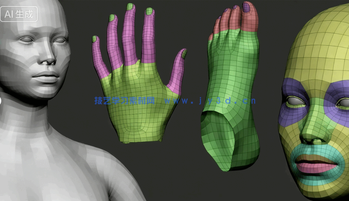 男性女性角色肌肉骨骼建模雕刻基础网格3D模型合集(图13)