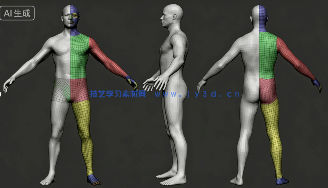 男性女性角色肌肉骨骼建模雕刻基础网格3D模型合集(图15)